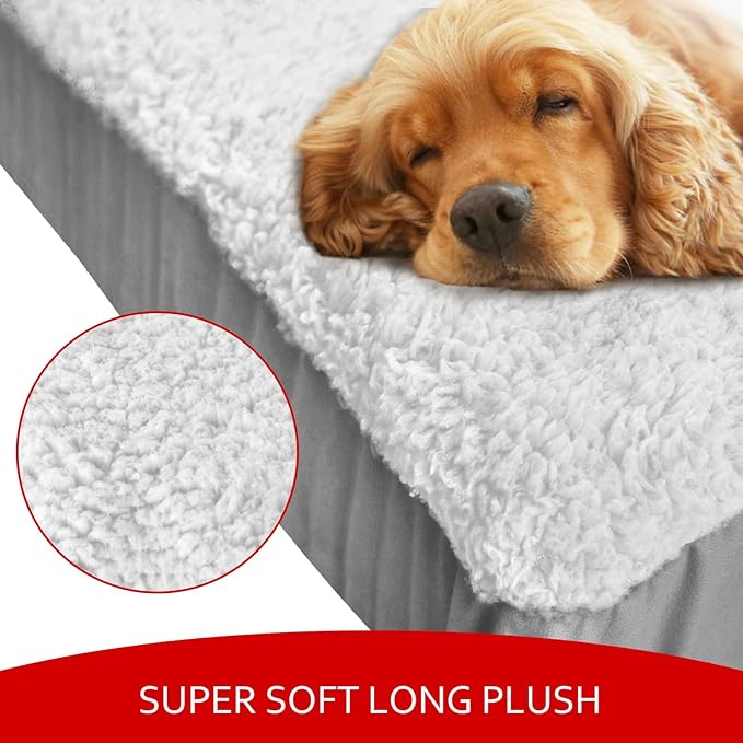 Dog Bed Covers Soft Plush Replacement Washable, Waterproof Dog Bed Liner White, Dog Mattress Cover, Pet Bed Cover 30x20 Inches, for Dog/Cat, Cover Only