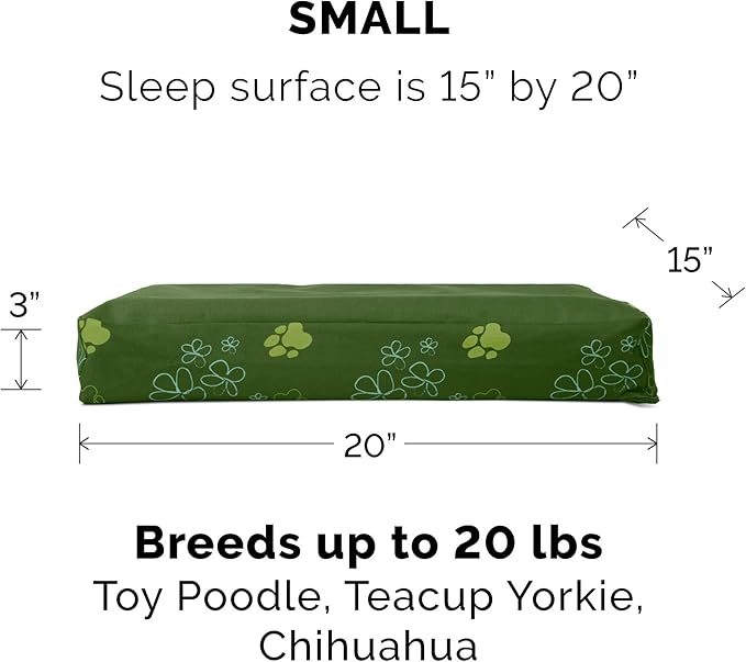 Furhaven Water-Resistant Memory Foam Dog Bed for Small Dogs w/ Removable Washable Cover, For Dogs Up to 20 lbs - Indoor/Outdoor Garden Print Mattress - Jungle Green, Small