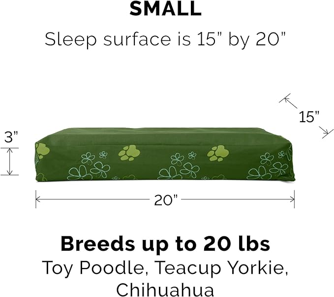 Furhaven Water-Resistant Orthopedic Dog Bed for Small Dogs w/ Removable Washable Cover, For Dogs Up to 20 lbs - Indoor/Outdoor Garden Print Mattress - Jungle Green, Small