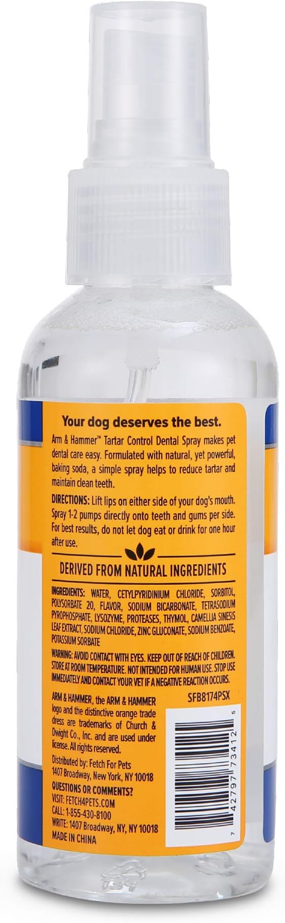 Arm & Hammer for Pets Tartar Control Dental Spray for Dogs | Dog Dental Spray Reduces Plaque & Tartar Buildup Without Brushing | Mint Flavor, 4 Ounces