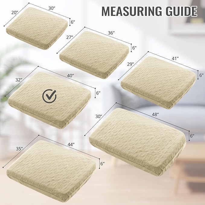nanbowang Waterproof Dog Bed Covers Replacement Washable Pet Hair Easy to Remove, Dog Pillow Cover Quilted, Pet Bed Cover Lovely Puppy Bed Cover for Dog/Cat (32x44x6, beige)