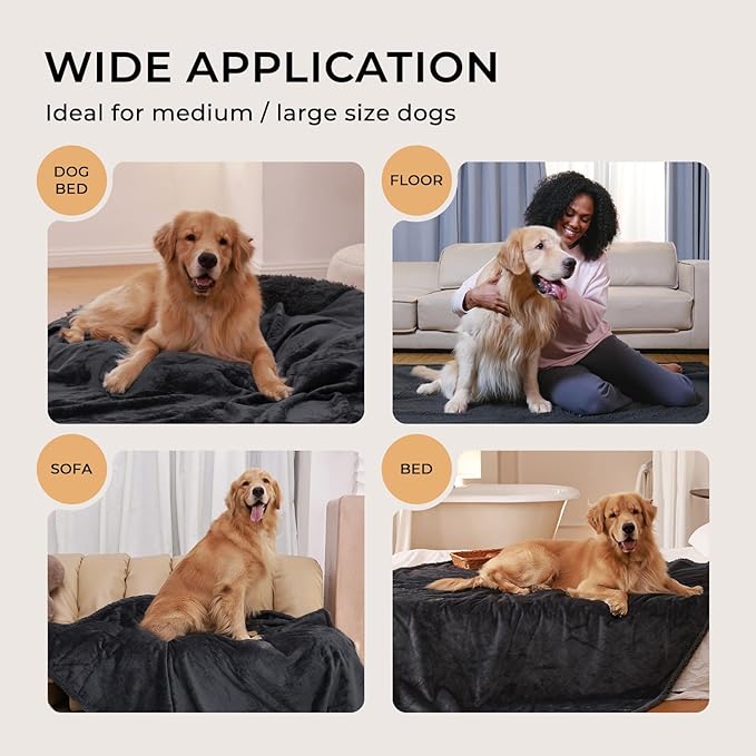 Luciphia Waterproof Blanket for Large Dogs Liquid Proof Furniture Protector Washable Pet Reversible Bed Cover for Couch Soft Sherpa Fleece Cat Blanket for Small Medium Grey Small（40" x 28"）