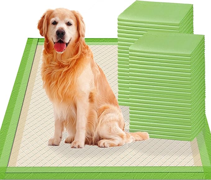 Pee Pads for Dogs Extra Large 28"x34", XL Thicker ECO Green Disposable Xlarge Puppy Training Pads Super Absorbent Full Edge-Wrapping Pad for Dogs, Puppies, Doggie, Cats, Rabbits(100Count)