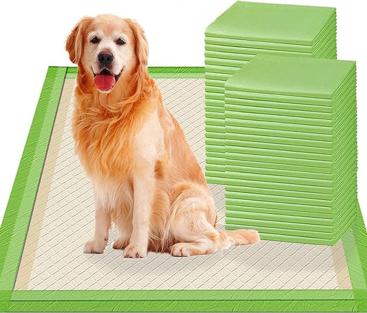 Pee Pads for Dogs Extra Large 28"x34", XL Thicker ECO Green Disposable Xlarge Puppy Training Pads Super Absorbent Full Edge-Wrapping Pad for Dogs, Puppies, Doggie, Cats, Rabbits-(30 Count)