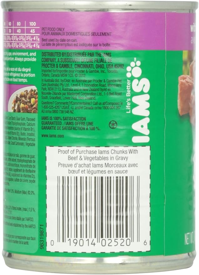 lams ProActive Health Adult Dog Chunks with Beef & Vegetables in Gravy Premium Dog Food 12.3 Oz