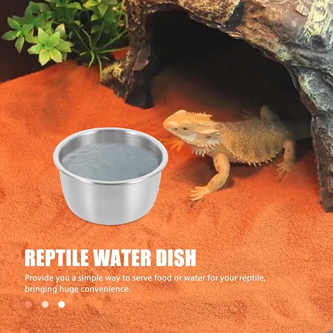 6pcs Animal Feeder Turtle Feeder Reptile Water Holder Tortoise Habitat Accessories Lizard Food Bowl Metal Reptile Feeder Reptile Food Bowl Snake Feeding Bowl Reptile Feeding Holder