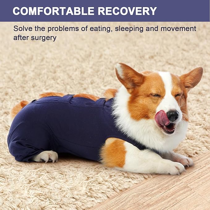 IECOii Pet Surgery Recovery Suit,Breathable Dog Bodysuit E-Collar & Cone Alternative Surgical Suit After Spayed/Neutered Wear,Recovery Suit for Dogs Male Female Sleeve to Prevent Licking,XL-Blue