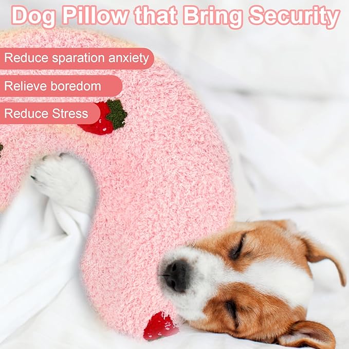 Mity rain Dog Pillow, Dog Calming Pillow Large 14.2" * 9.4", Anxiety Relief Pillow for Dog, Ultra Soft High Density Neck Pillow for Joint Relief Sleeping Improve, Pet Calming Pillow Pink