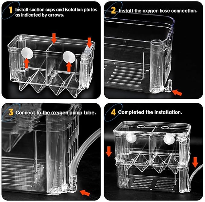 Large Fish Breeder Box for Aquarium, Fish Tank Acrylic Breeding Box, Aquarium Hatchery Incubator Breeder Box, Isolation Divider Hatching Box for Small Clownfish Shrimp Guppy, Can Connected to Air Pump