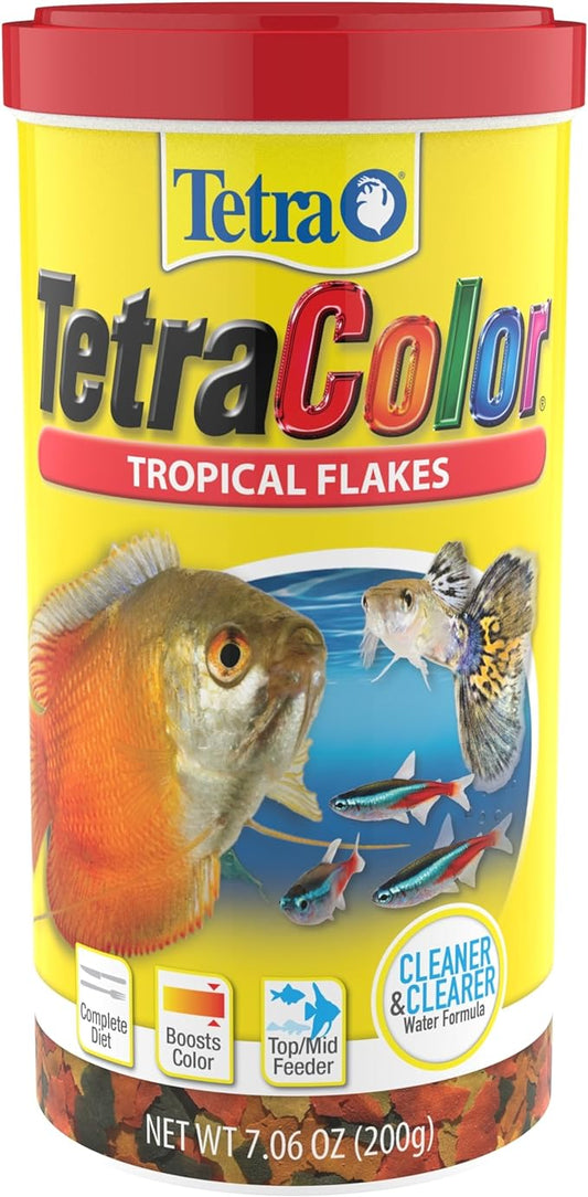 TetraColor Tropical Flakes, Color Boosting Fish Food, Nutritionally Balanced Diet for Tropical Fish, 7.06 oz (Pack of 1)