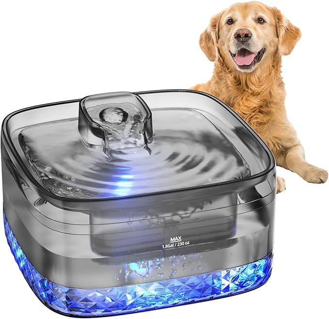 Dog Water Fountain for Large Dogs, 270oz/2.1Gal/8L Large Automatic Pet Water Dispenser, Cat Water Fountain Dog Water Bowl Dispenser with Cleaning Tool & Replacement Filters, for S-L Dogs and Multi-Pet