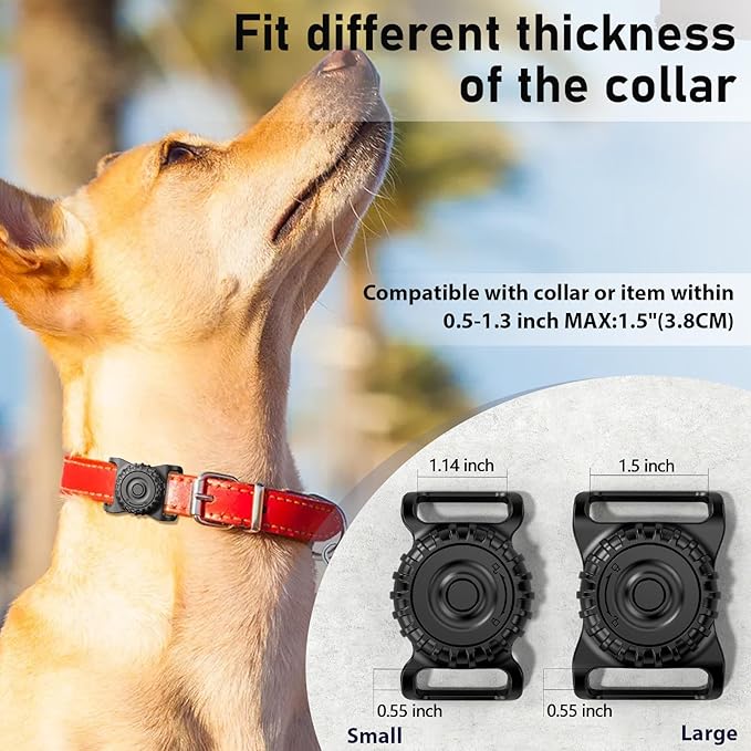 Waterproof Airtag Dog Collar Holder (2 Pack) for Apple AirTag, Hard PC + ABS Pet Collar Case Anti-Lost Air Tag Cover Holder for Cat Dog GPS Tracker