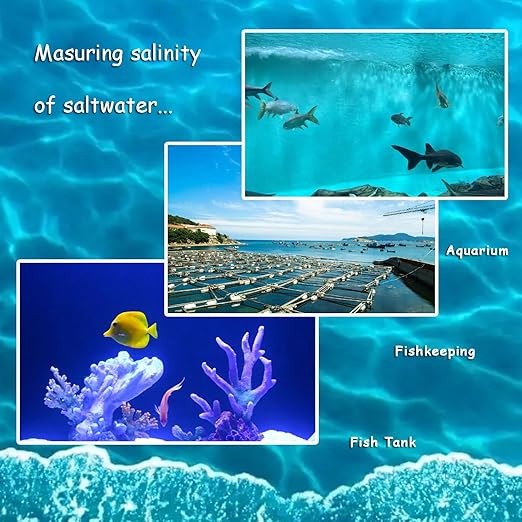 Salinity Refractometer for Seawater and Marine Fishkeeping Aquarium, Saltwater Pool, with ATC Function, Dual Scale: Salinity 0-100‰ and Corresponding Specific Gravity