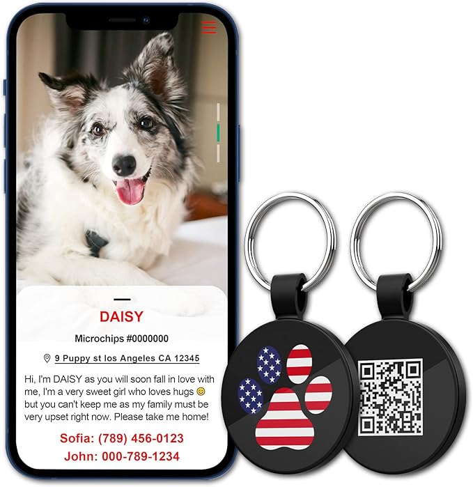 MYLUCKYTAG QR Code Pet ID Tags Dog Tags - Pet Online Profile - Scan QR Receive Instant Pet Location Alert Email