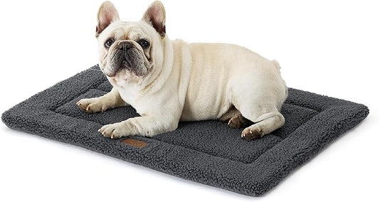 Bedsure Washable Dog Crate Bed for Small Dogs, Reversible Foam Floor Dog Mat, Lightweight Travel Flat Pet Beds for Indoor & Outdoor Dogs (24" x 18", Dark Grey)