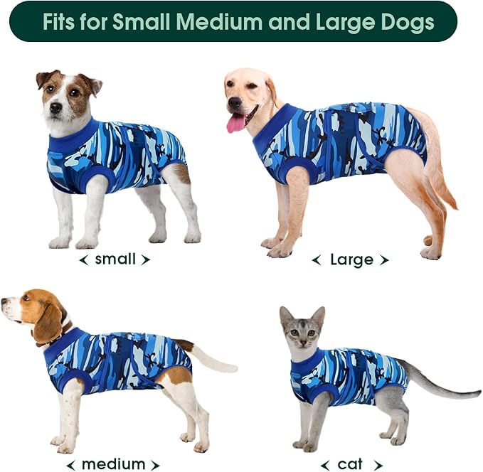 Kuoser Recovery Suit for Dogs Cats After Surgery, Professional Pet Recovery Shirt Dog Abdominal Wounds Bandages, Substitute E-Collar & Cone,Prevent Licking Dog Onesies Pet Surgery Recovery Suit