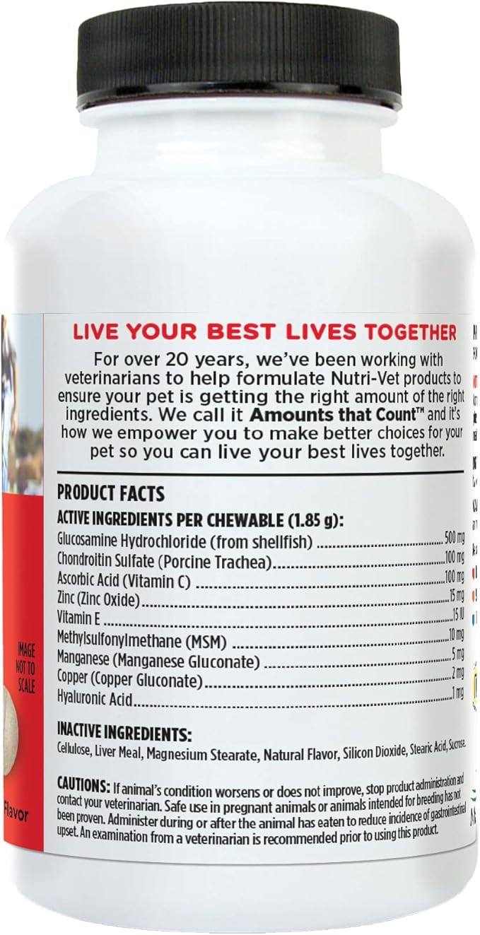 Nutri-Vet Hip & Joint Chewable Dog Supplements | Formulated with Glucosamine & Chondroitin for Dogs | 75 Count