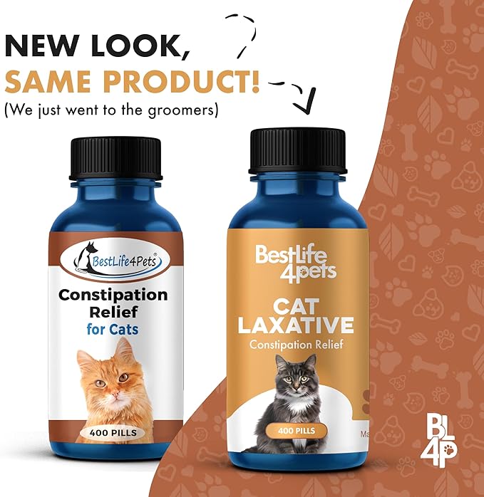 BestLife4Pets - Cats Constipation Relief and Stool Softeners - Natural Health Supplements to Help Digestion, Gas Relief and Constipation - Allergy Laxatives for Cats- Pills