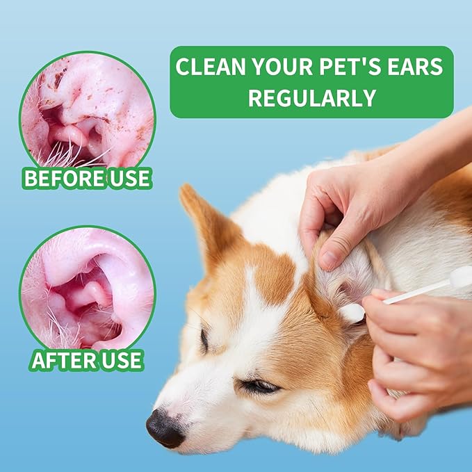 VinTS Cotton Dog Ear Cleaning Swabs, Pet’s Ear Infection Treatment Gourd-Shaped Swabs Prevent Accidental Injuries, Safer Cleaning for Dogs and Cats– Small Size.100% Cotton