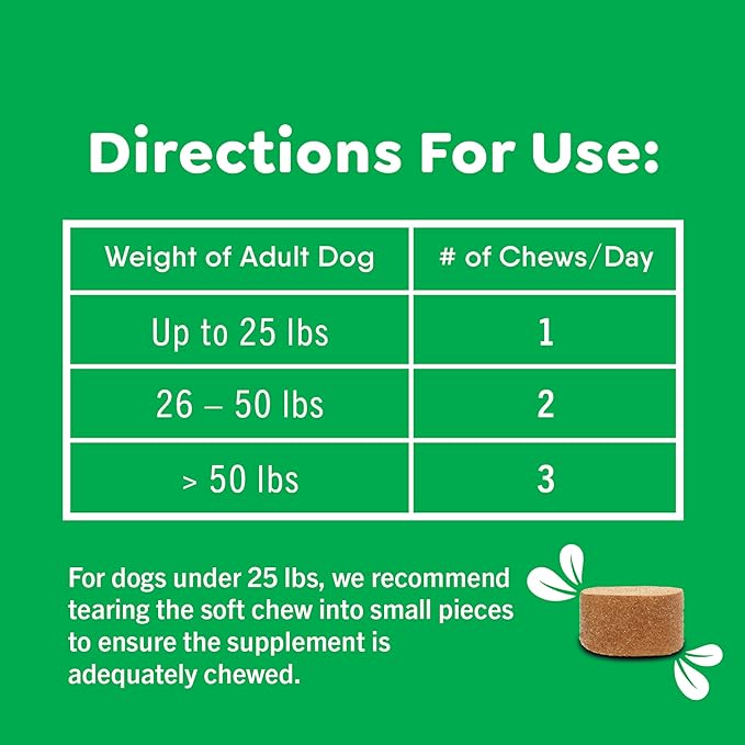 Greenies Supplements Digestive Health Probiotics for Dogs Chicken Flavor, 40 Count Soft Chews Dog Probiotics, 7.8 oz. Pouch