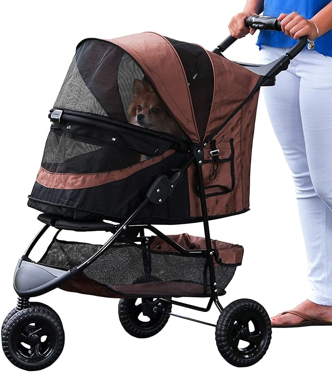 Pet Gear No-Zip Special Edition 3 Wheel Pet Stroller for Cats/Dogs, Zipperless Entry, Easy One-Hand Fold, Removable Liner, Cup Holder, 4 colors