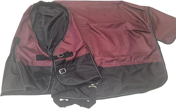 1200D Waterproof and Breathable Horse Sheet TGW Rding Horse Blanket (70", Wine)