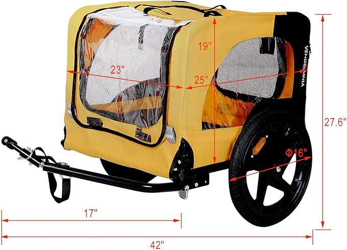 KZPFER Foldable Pet Jogging Stroller Dog Carriers Bicycle Trailer Pet Dog Cat Bike Trailer