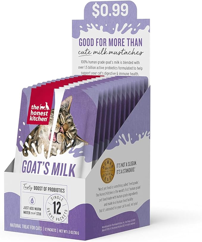 The Honest Kitchen Goat's Milk with Probiotics for Cats, 12-Pack of 3g Sachets