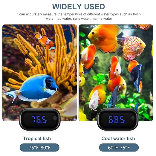 Newest Aquarium Thermometer, Wireless Digital Fish Tank Thermometer with Touch Screen, ±0.18°F High Precision, Range of 32-140℉, Fahrenheit Tank Thermometer for Fish, Turtle and Aquatic