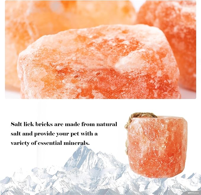 kathson Himalayan Salt Lick Salt Block on Rope for Horse Animals Mineral Salt Licks Natural Pink Licking Salt for Horses Deer Cattle Sheep and Other Livestock (1 Pcs,2.4-3.3 lbs)