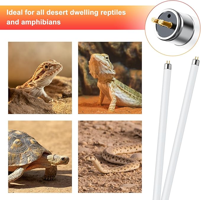 LUCKY HERP 2 Pack T5 UVB 10.0 Reptile Light 39W, UVA UVB Fluorescent Lamp Tube, UVB Lighting Bulb for Turtles, Chameleon, Tortoises, Lizard