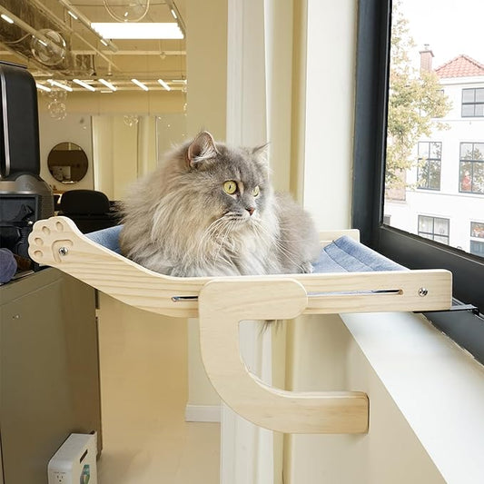 Cat Window Perch, Window Sill Cat Hammock, Indoor Cat Window Seat Window Shelves, Adjustable Windowsill Perch for Large Cats