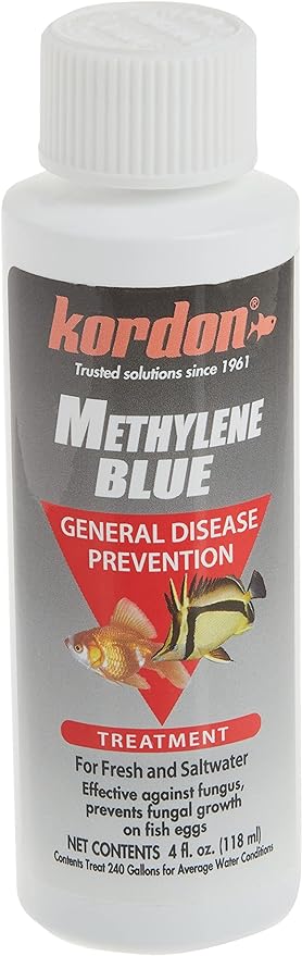 Kordon Methylene Blue Disease Preventative – Safe for Freshwater & Saltwater Aquariums, Prevents Fungal Infections & Treats Parasites, Reduces Fish Stress, 4-Ounces