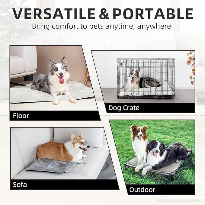 Mora Pets Cat Bed Waterproof Crate Mat Ultra Soft Pet Bed with Removable Washable Cover Anti-Slip Bottom Memory Foam Crate Pad for Small Dogs and Indoor Cats 22 x 13 inch Beige