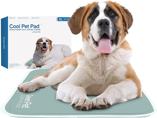 The Green Pet Shop Dog Cooling Mat, Extra Large - Pressure Activated Pet Cooling Mat for Dogs and Cats, for XL Sized Pets (80 Plus Lb.) - Non-Toxic Gel Dog Cooling Pad, No Water Needed - Sage Grey