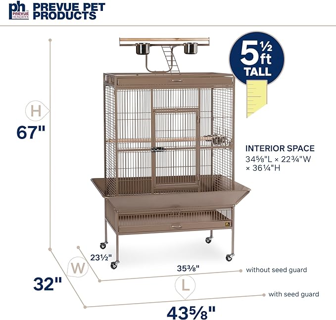 Prevue Pet Products Wrought Iron Select Bird Cage 3154COCO, Coco Brown, 36-Inch by 24-Inch by 66-Inch