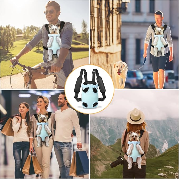 YUDODO Pet Dog Carrier Backpack Adjustable Dog Front Carrier, Legs Out Easy-Fit Dog Travel Backpack Carrier for Hiking Camping for Small Medium Dogs Cats and Rabbits (Small (Pack of 1), B-Sky)