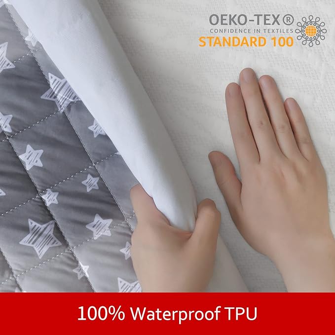 Dog Bed Covers Replacement Washable Pet Hair Easy to Remove, Waterproof Dog Bed Covers Noiseless Quilted, Pet Bed Cover Lovely Grey Star Print, Puppy Bed Cover 15x20 Inches, for Dog/ Cat, Cover Only