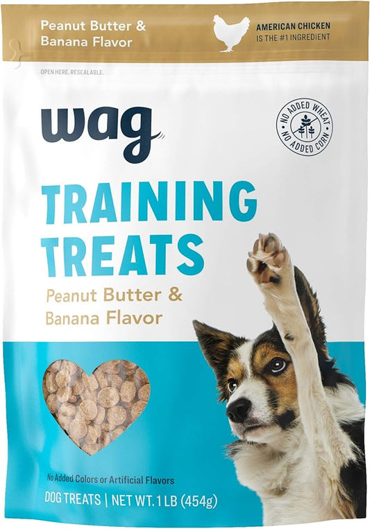 Amazon Brand - Wag Peanut Butter & Banana Flavor Training Treats for Dogs, 1 lb. Bag (16 oz)