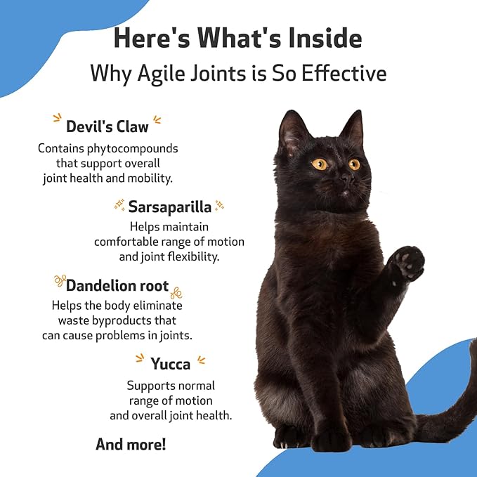 Pet Wellbeing Agile Joints for Cats - Vet-Formulated - Joint Health, Mobility, Ease of Movement - Natural Herbal Supplement 2 oz (59 ml)