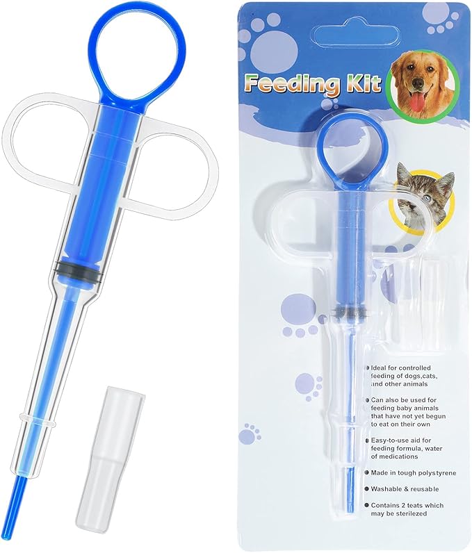 2 Pieces Pet Pill Plunger Popper for Small Cats Dogs Pill Gun Dispenser Shooter Pet Piller Soft Tip Tablet Syringe Pusher Animal Medicine Feeder for Feeding Accessories (Blue)