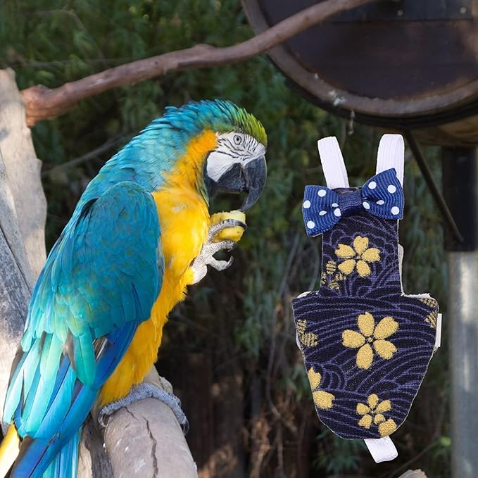 Bird Diaper - Bird Flight Suit Washable Bird Clothes Pigeon Pants Parrot Clothes Protective Parrots Nappy with Leash Hole for Parakeet Cockatiel Budgie