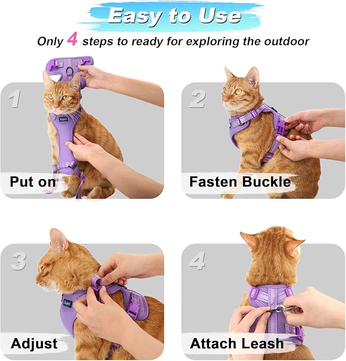 Supet Cat Harness and Leash Set for Small to Large Cats Adjustable Cat Vest Harness with Reflective Trim Universal Cat Leash and Harness for Cats/Puppies Outdoor Walking