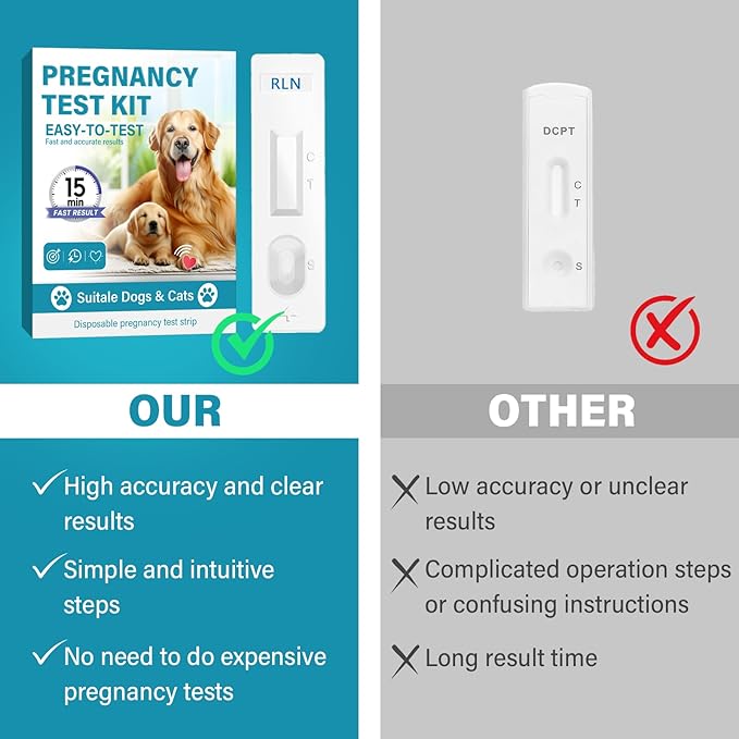 Dog Pregnancy Test Kit at Home, Accurate and Fast Dog Pregnancy Test, Convenient & Disposable Pregnancy Tests Strip, for Dogs & Cats