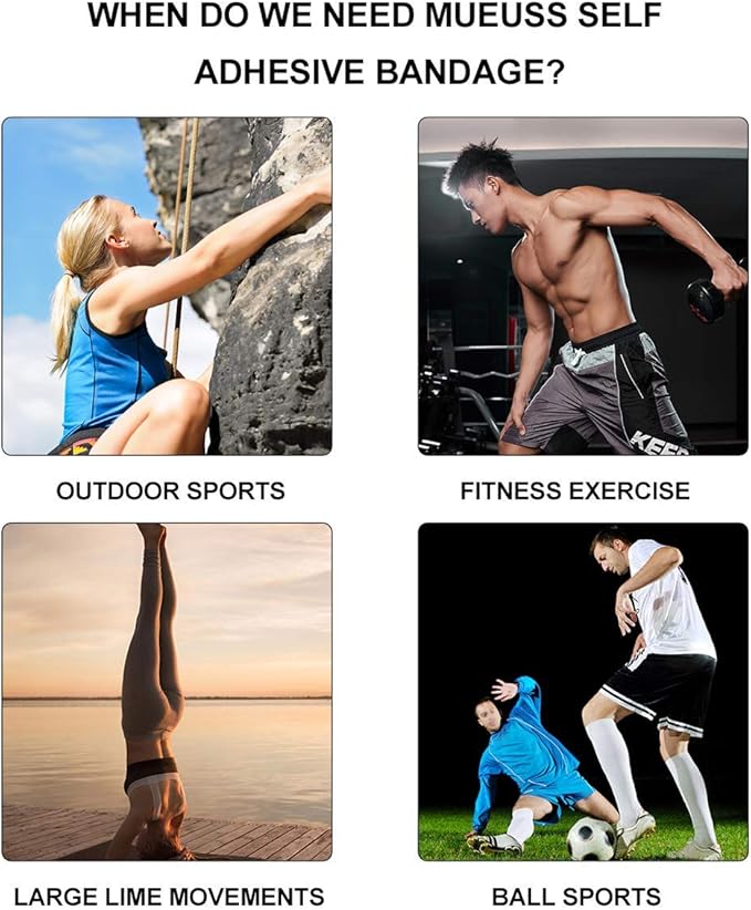 MUEUSS Pet First Aid Tape Self Adherent Cohesive Bandage for Dogs Cats Horses Breathable Non-Woven Elastic Sport Tape for Arm Knee Ankle Sprain (6 Rolls, 2" x 5 Yards)