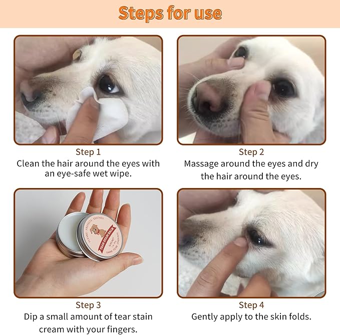 Pet Tear Stain Remover Balm - 1 oz (30g) Natural, Plant-Based Eye Care for Dogs and Cats - Gently Cleanses and Restores Sparkling Eyes