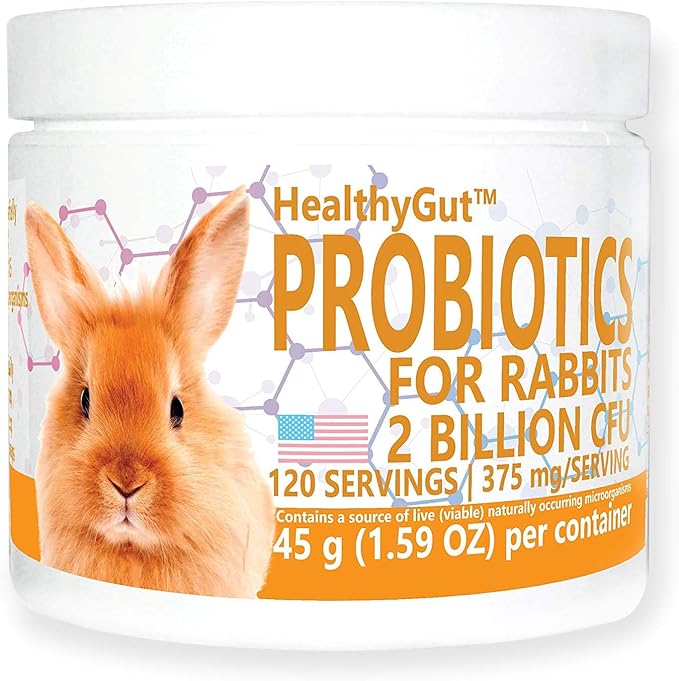 HealthyGut Probiotics for Rabbits Dietary Supplement, All-Natural Digestive System Formula (120 Servings)