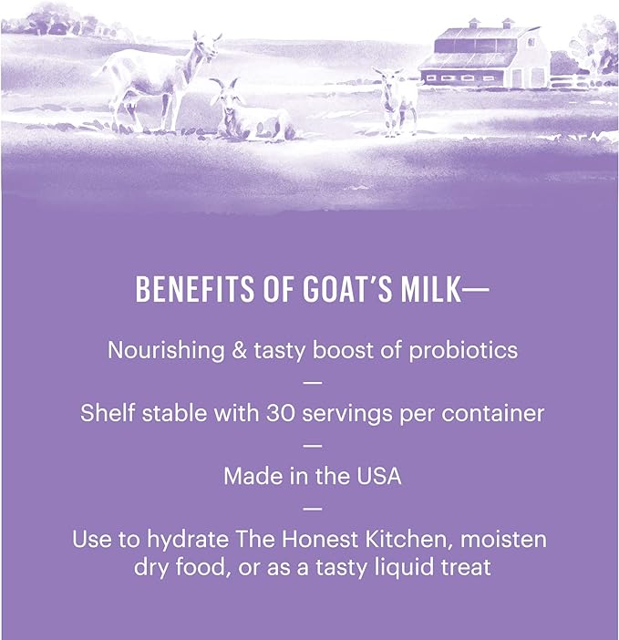 The Honest Kitchen Daily Boosts: Instant Goat's Milk with Probiotics for Cats and Dogs, 12 Pack of 5g Sachets