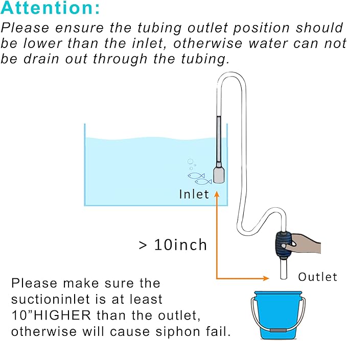 5.7FT Aquarium Siphon Vacuum Cleaner for Fish Tank Cleaning Gravel & Sand & Change The Water