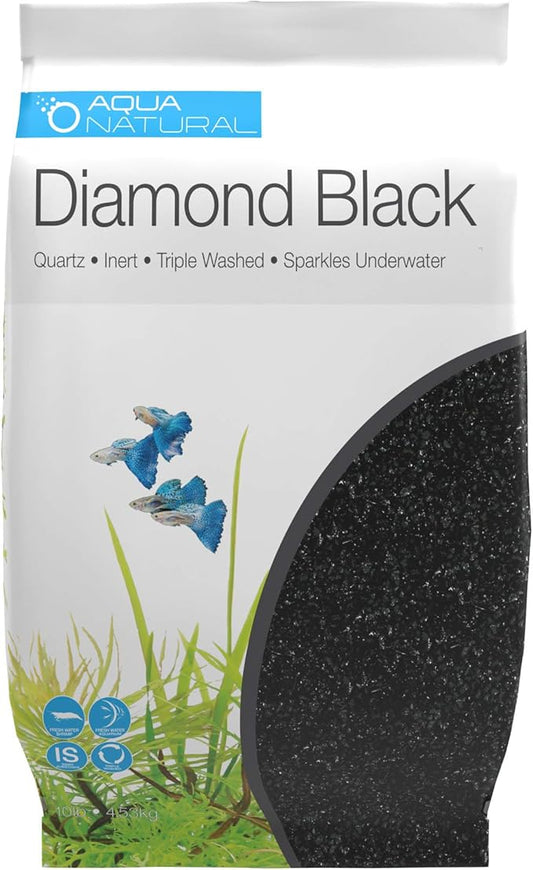 Aqua Natural Diamond Black 10lb, Premium Gravel and Substrate for Aquariums, Fish Tanks and terrariums, 1-2mm